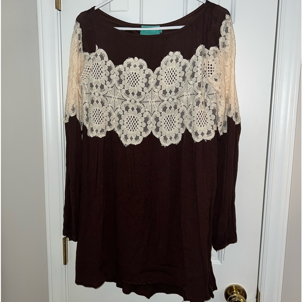 JUDITH MARCH VINTAGE DESIGNER BROWN LONG SLEEVE DRESS